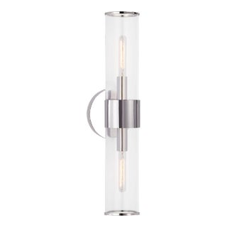 Kelly Wearstler for Visual Comfort Signature Liaison Medium Sconce in Polished Nickel with Clear Glass For Sale