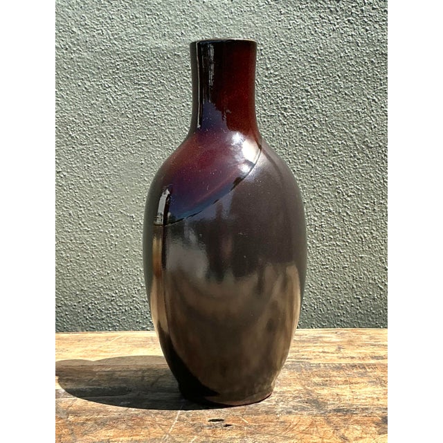Mid-Century Modern Vintage Two Tine Pottery Vase For Sale - Image 3 of 12