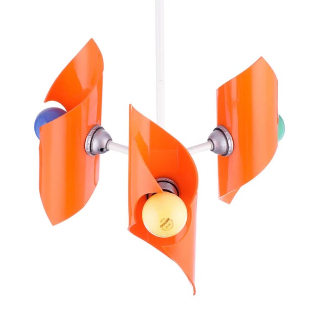 Orange Vintage Pendant Light in Orange Plastic and Metal, 1960s For Sale - Image 8 of 8