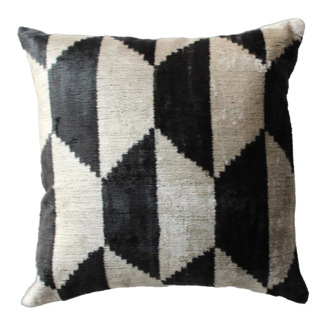 Contemporary Velvet Ikat Bohemian Hand Made Pillow For Sale