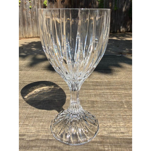 Contemporary Mikasa Park Lane Vertical Cut Ribbed Stem Crystal Wine Glass - Set of 6 For Sale - Image 3 of 4