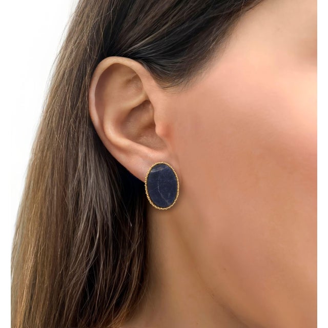 Lalaounis 18k Yellow Gold and Lapis Earrings For Sale - Image 10 of 10