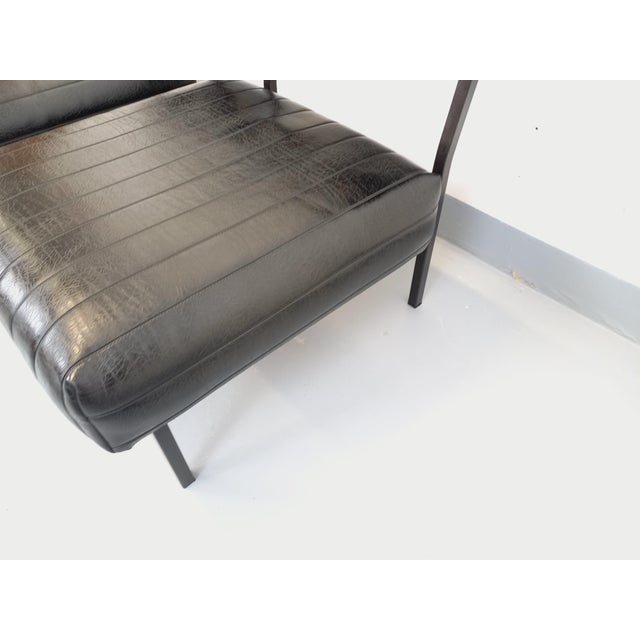 Vintage Modernist Lounge Chairs in Black Imitation Leather and Metal, 1960s, Set of 2 For Sale - Image 11 of 18