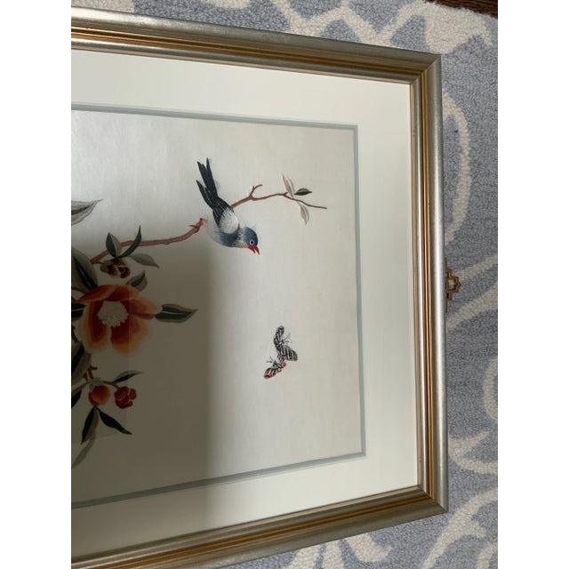 1970s Vintage Framed Asian Hand Embroidered Silk Art For Sale - Image 4 of 13