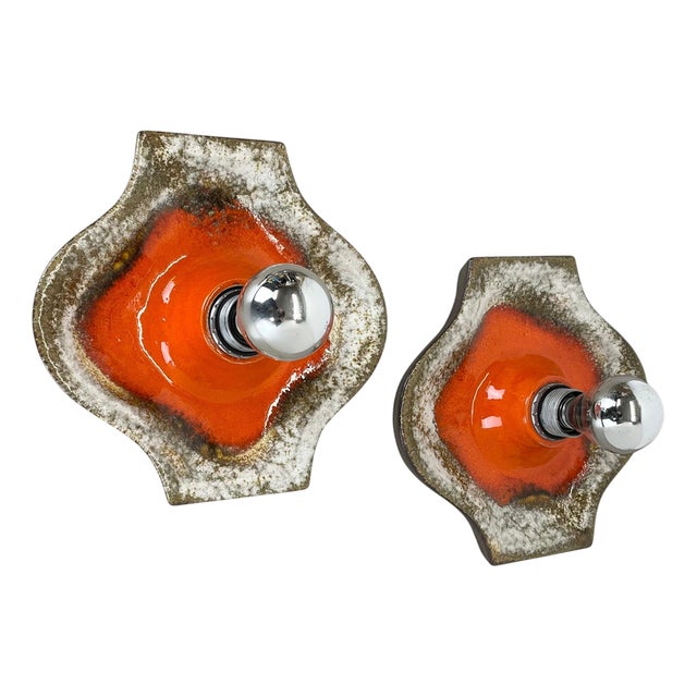 Pop Art Ceramic Fat Lava Wall Lights from Hustadt Lights, Germany, 1970s, Set of 2 For Sale