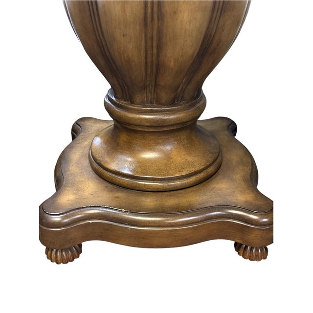 Cream Late 20th Century Traditional Round Glass Pedestal Dining Table & 4 Fringed Upholstered Chairs For Sale - Image 8 of 12