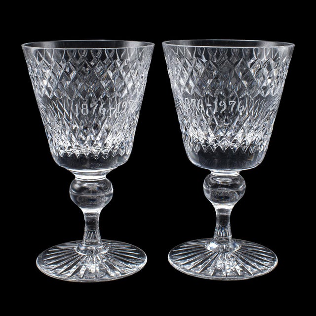Set of 6 Vintage Claret Glasses, Swedish, Crystal Wine Goblet, Afors Centenary For Sale - Image 6 of 9