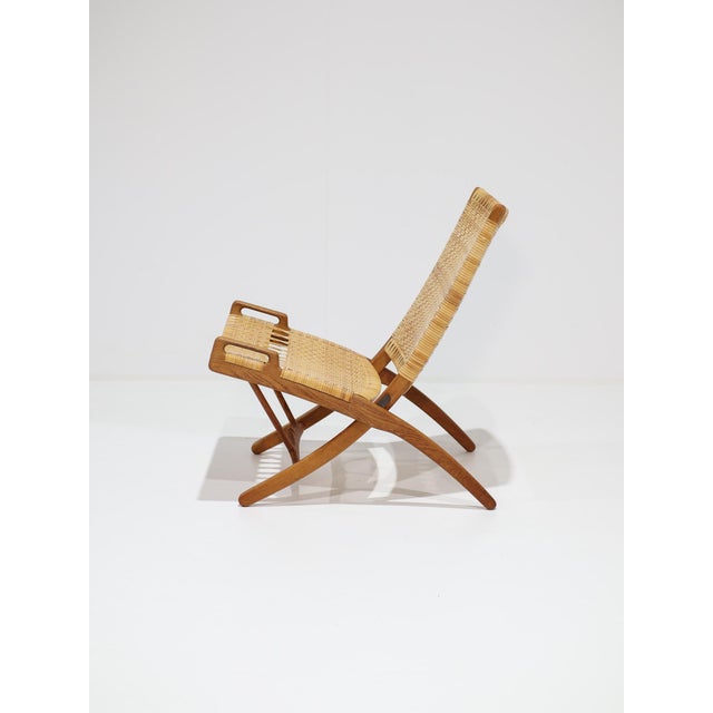 Mid-Century Modern JH512 Folding Chair in Rattan and Oak by Hans J. Wegner for Johannes Hansen, Denmark, 1950s For Sale - Image 3 of 18