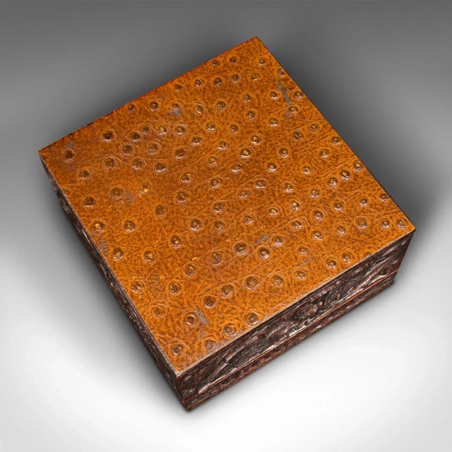 Brown 1940s Small Vintage Art Deco Indian Teak Keepsake Box For Sale - Image 8 of 10