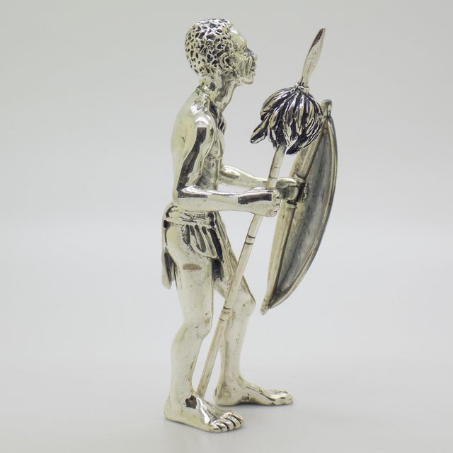 Large Vintage Italian Silver 800 Zulu Warrior Figurine by Angini, Arezzo, Tuscany, 1970s For Sale - Image 11 of 18