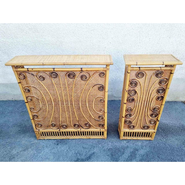 Large Italian Modern Bamboo and Rattan Radiator Cover by Franco Albini, 1960s For Sale - Image 15 of 17