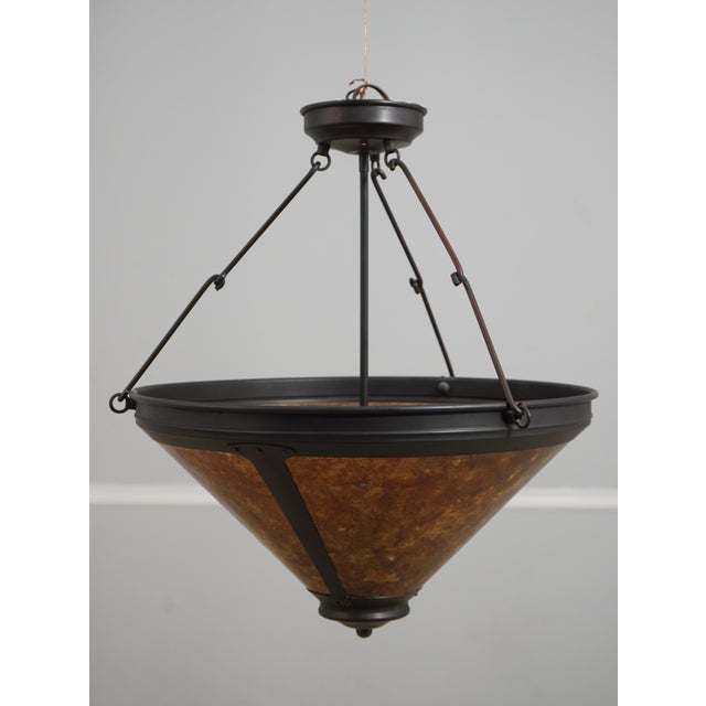 Glass 1990s Mica Lamp Co. Arts & Crafts Hanging Chandelier For Sale - Image 7 of 11