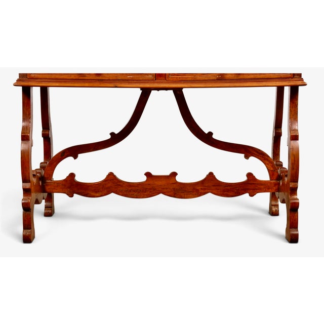 Brown Italian Baroque-Style Writing or Side Table in Walnut, 20th Century For Sale - Image 8 of 9