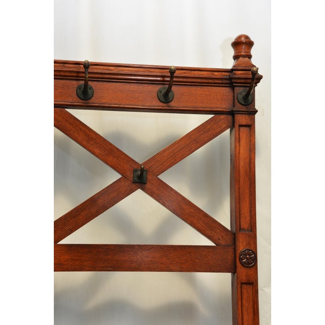 English Victorian Gothic Coat Stand in Oak, 1860 For Sale - Image 10 of 18