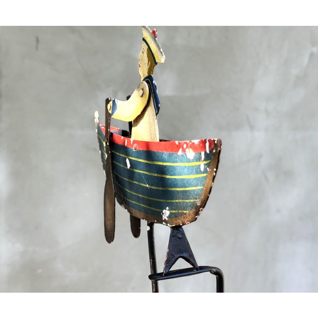 Vintage Folk Art Nautical Metal Toy Sailor Pendulum Sculpture, 1950s For Sale - Image 13 of 13