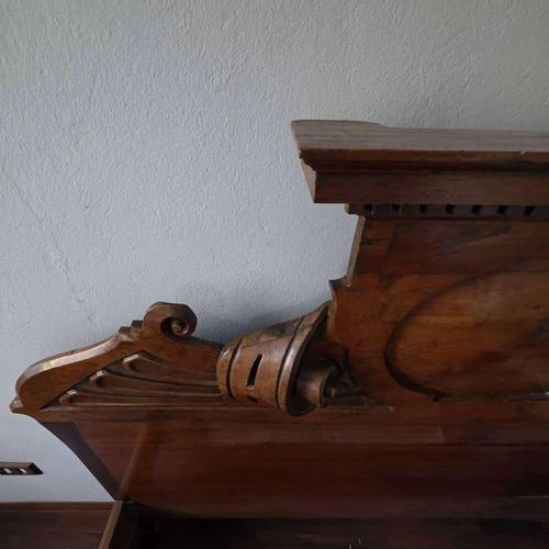 Antique Walnut King Size Bed with Carved Scroll Headboard For Sale - Image 4 of 12