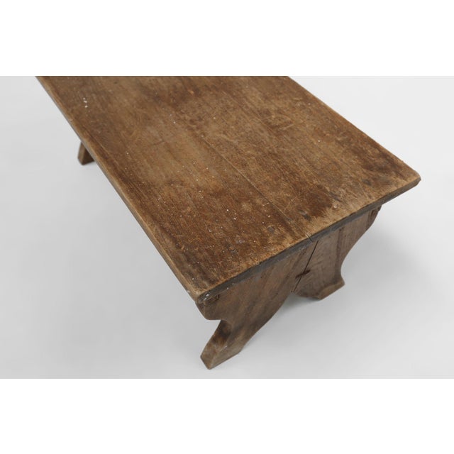 Small Rustic Wooden Stool with Curved Base, France, 1900s For Sale - Image 5 of 11