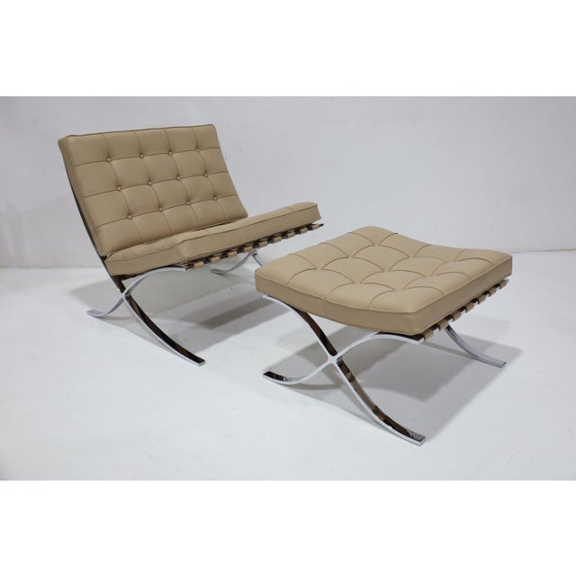 Knoll Mies Van Der Rohe Barcelona Chairs and Ottoman in Volo Leather For Sale - Image 9 of 12