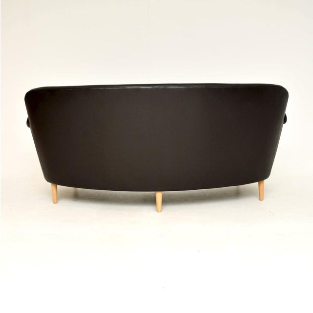 Wood Swedish Leather Sams Sofa by Carl Malmsten for O.H. Sjögren, 1960s For Sale - Image 7 of 11