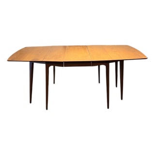 1950s Mid-Century Modern Walnut Drop-Leaf Extension Dining Table For Sale