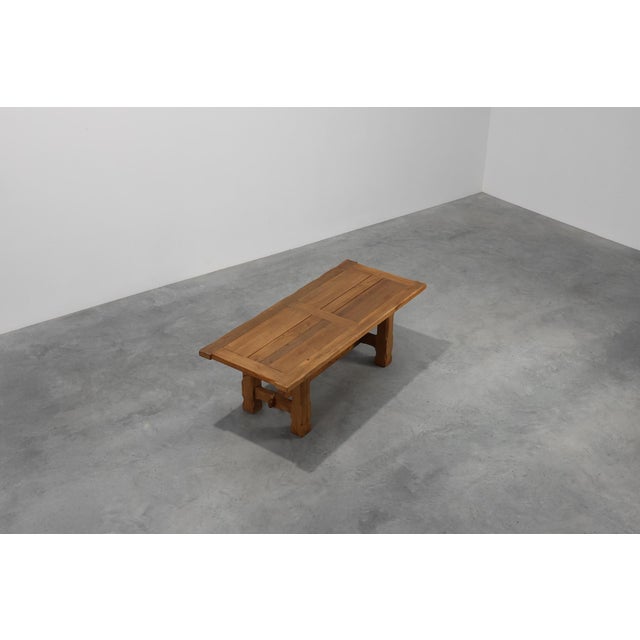 Mid-Century Brutalist Oak Dining Table, Belgium, 1960s For Sale - Image 9 of 13