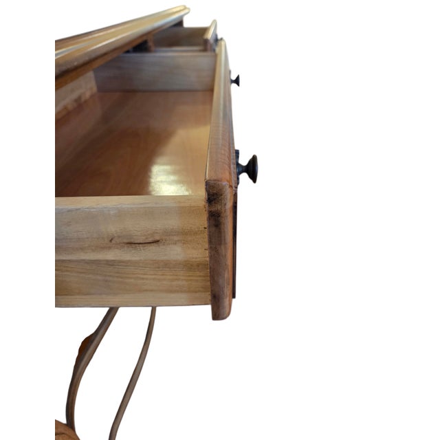 Bassett Country French Console Table Vintage Provincial Wood Sofa Server 2 Drawer For Sale - Image 10 of 12