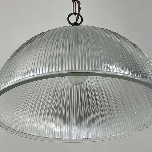 Industrial Art Deco Industrial Glass Pendant Lamp from Holophane, France, 1930s For Sale - Image 3 of 17