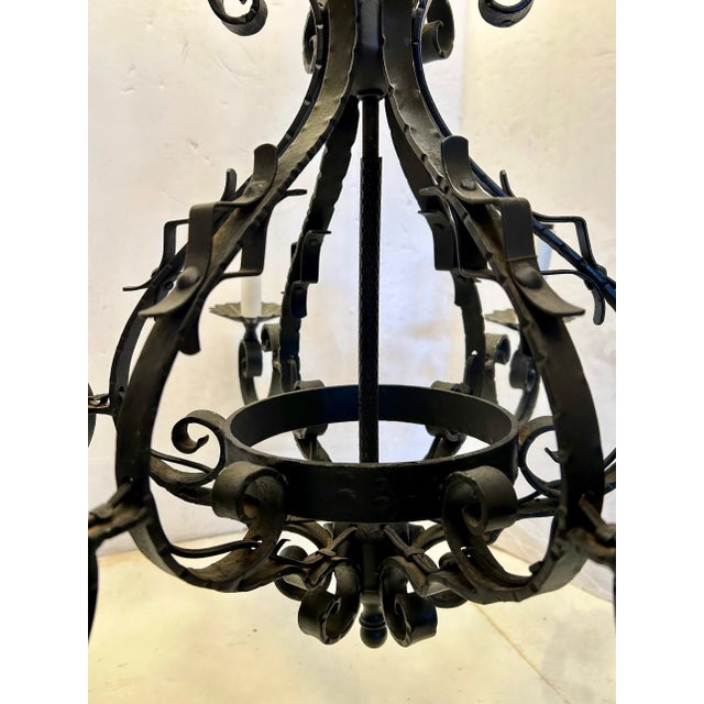 Vintage 1950s Black Iron Chandelier For Sale In New York - Image 6 of 9