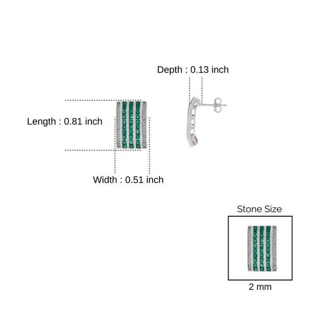 Multi-Band Green Onyx & Zircon Statement Silver Earrings- A Pair For Sale - Image 9 of 11