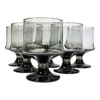 Smoky Grey Goblets- Set of Six For Sale