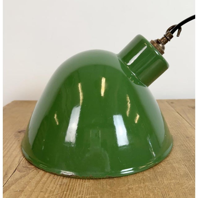 Industrial Green Enamel Factory Pendant Lamp, 1960s For Sale - Image 11 of 17