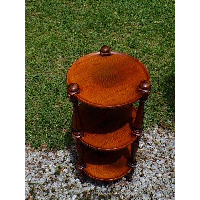 1970s Vintage Ethan Allen Old Tavern Collection Pine 3 Tier Table Plant Stand For Sale - Image 5 of 12