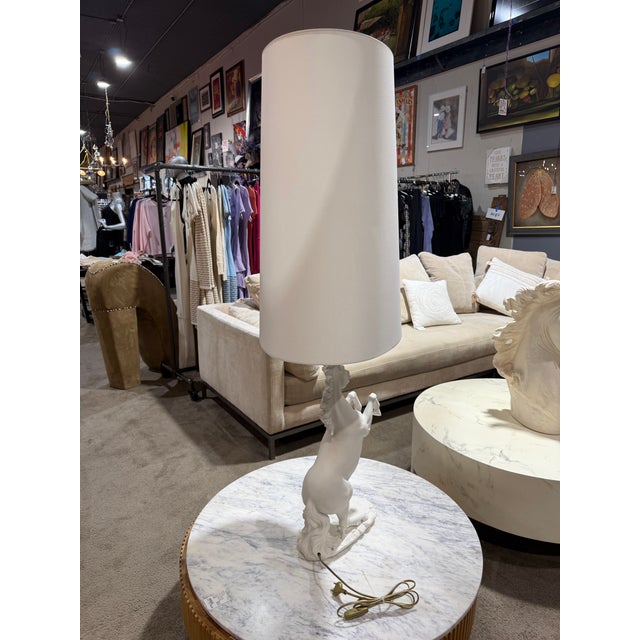 Elegant and sculptural, this Villari White Rampant Horse Table Lamp exemplifies Italian craftsmanship with a timeless...