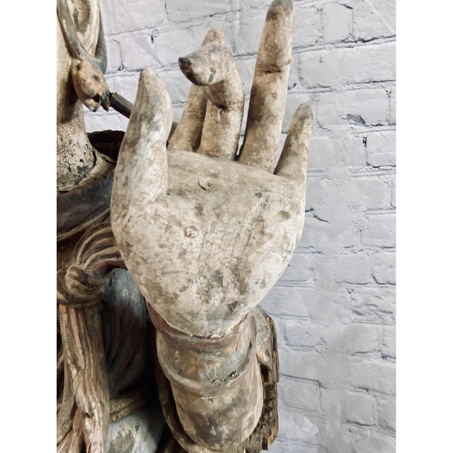 18th Century Monumental Chinese Polychromed Seated Guanyin Statute For Sale - Image 18 of 18