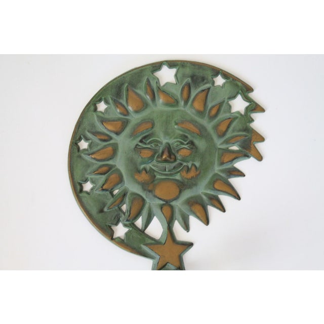Brass Vintage Brass Sun, Moon & Stars Candle Wall Sconces For Sale - Image 8 of 14