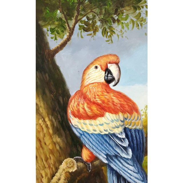 1980s Parrot Painting by Girardi 1986 and Designed by Kinder-Harris For Sale - Image 5 of 16