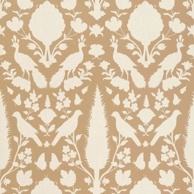 Schumacher Chenonceau Wallpaper in Fawn For Sale