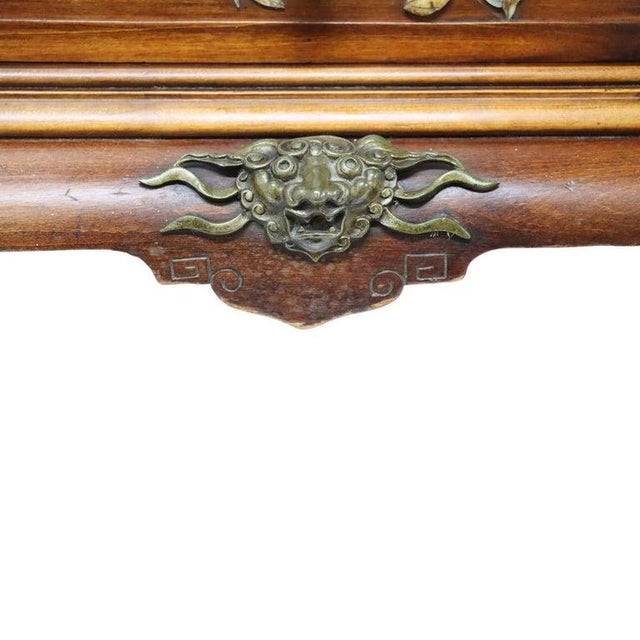 Antique Japanese Dai-Nippon Carved Mahogany & Bone Vitrine With Mahogany C1890 For Sale - Image 10 of 18