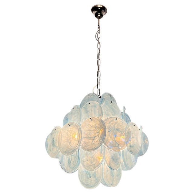 Italian Murano Glass Disc Chandeliers, 1990, Set of 2 For Sale - Image 3 of 15