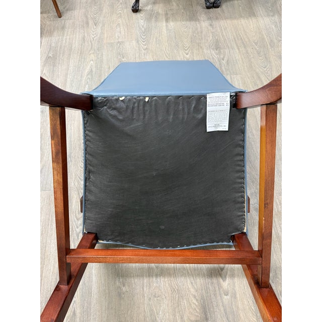 Vintage Chippendale Style Blue Leather and Nailhead Executive Armchairs - Pair For Sale - Image 11 of 11