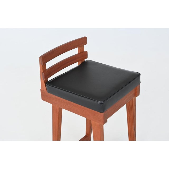 Vintage Bar Stools in Teak and Leather by Erik Buck for Dyrlund, 1960, Set of 3 For Sale - Image 12 of 18