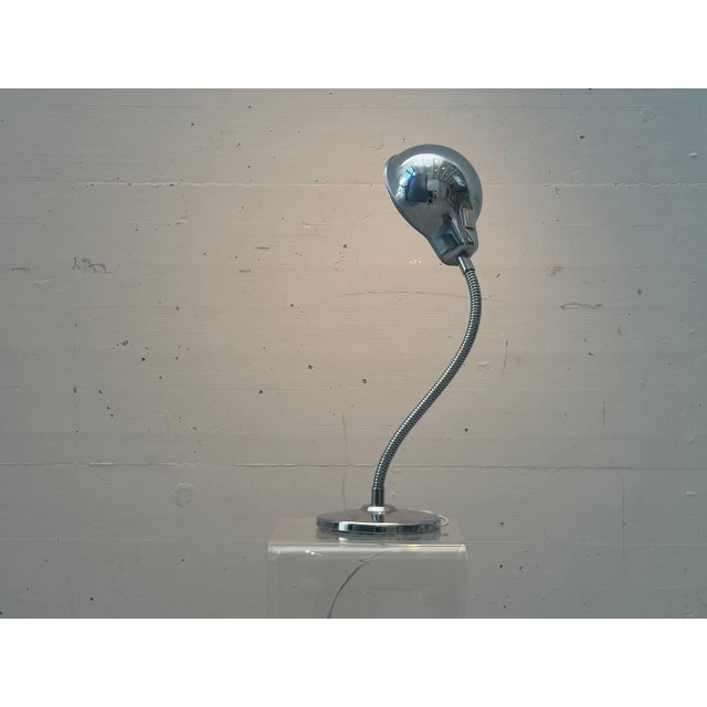 Mid-Century Modern Chrome Table Lamp with Gooseneck, Italy, 1960s For Sale - Image 3 of 18