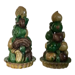 18th Century Chinese Kangxi Porcelain Altar Temple Fruit Pyramid in Famille Vert Glaze - A Pair