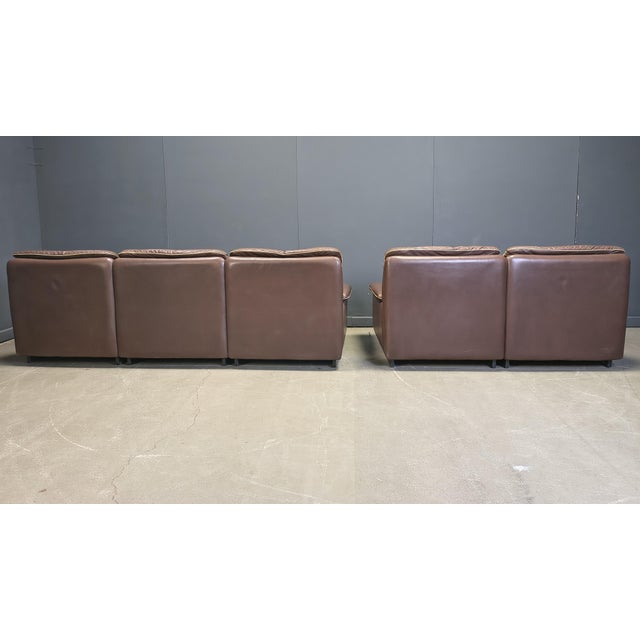Mid-Century Modern DS66 Sofa in Chocolate Leather from de Sede, 1970s, Set of 5 For Sale - Image 3 of 9