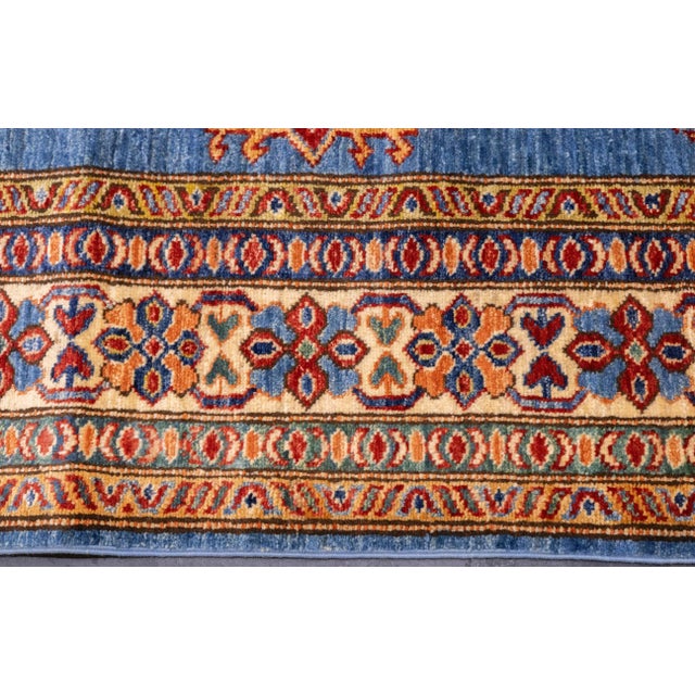 Early 21st Century Early 21st Century Contemporary Blue & Yellow Kazak Rug 4'10'' X 6'8'' For Sale - Image 5 of 10