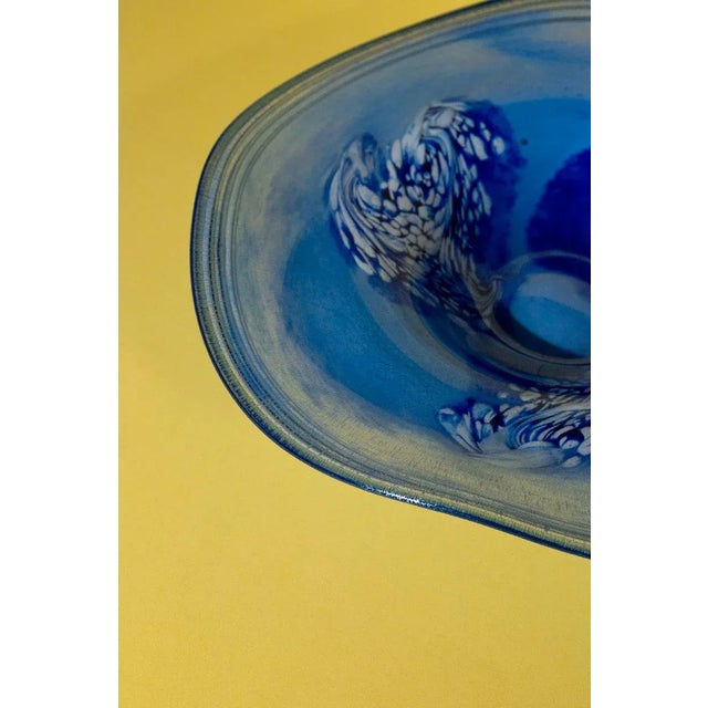 Mid-Century Vintage Blown Glass Wavy Abstract Bowl For Sale - Image 9 of 11