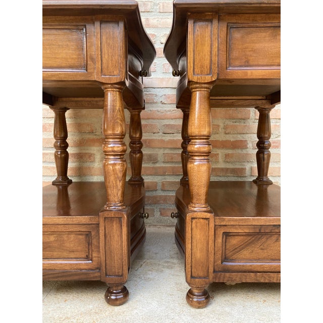 Mid 20th Century Spanish Wood Nightstands, Set of 2 For Sale - Image 9 of 18