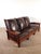 Vintage Antique Style Mission Prairie Arts & Crafts Dark Oak Scallop Back Sofa For Sale - Image 9 of 16