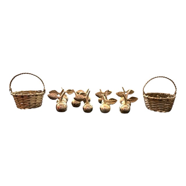 Set/12 Apple Place Card Holders With Baskets For Sale