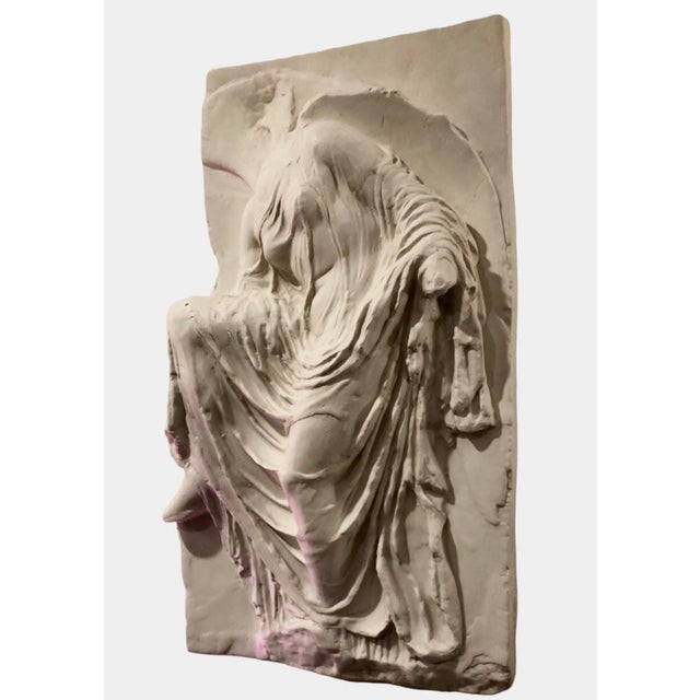Vintage 1970’s Relief of Nike Adjusts Her Sandal 3 Dimensional Sculptural Wall Hanging For Sale - Image 10 of 12